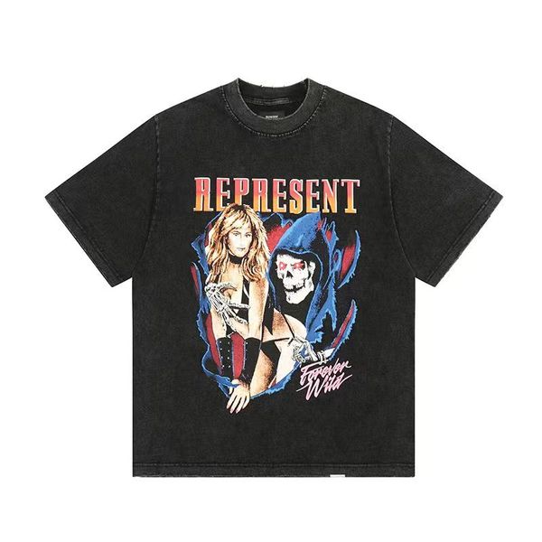 

men's t-shirts fashion represent r men's and women's leisure small letter printed short sleeve t-shirt mens designers tshirts, White;black