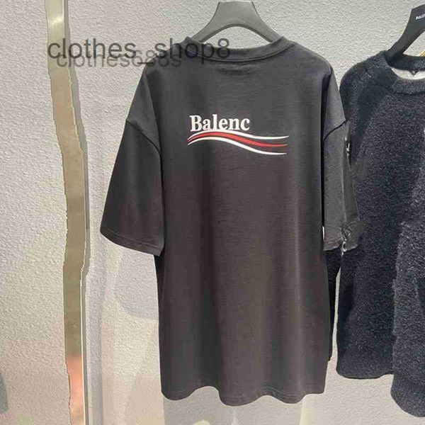 

men's shirts designer bbalengs t shirt sweaters 23 fashion brand paris b simpson cola wave high version short sleeve shirts loose men a, White;black