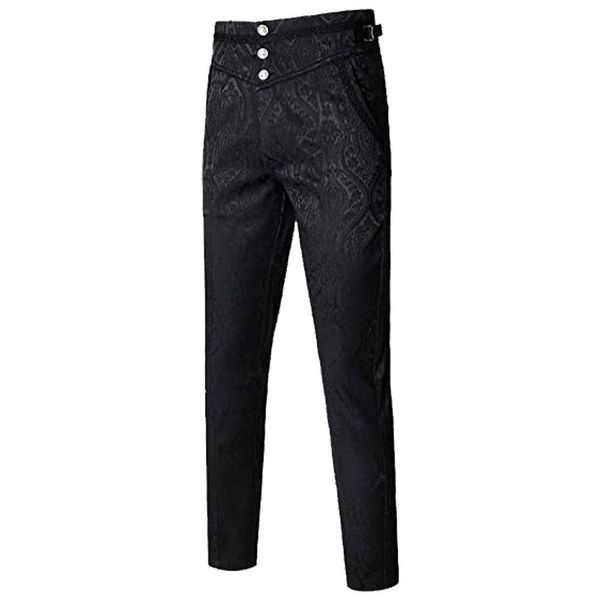 

pants idopy men pants punk gothic party stage performance steampunk floral cosplay victorian trousers fashion streetwear, Black