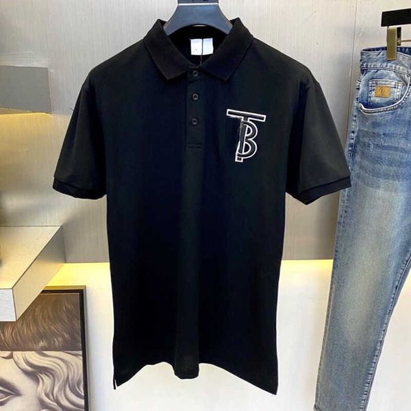 

v5 v4 men polo shirt tb 3d embroidery tee burbe designer t shirt lapel pullover sweatshirt man cotton short sleevet tshirt mens casual t-shi, White;black