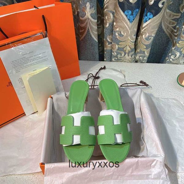 

oasis designer h slippers 2023 orans slide sandal beach women's leather high heels shoe orange candy color wear beach t2il