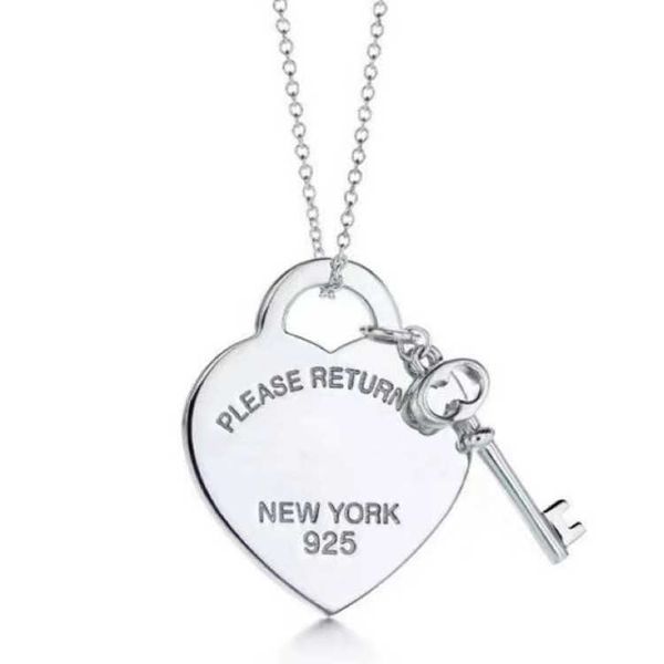 

designerlove key necklace female tiffy heart english hangtag, Black