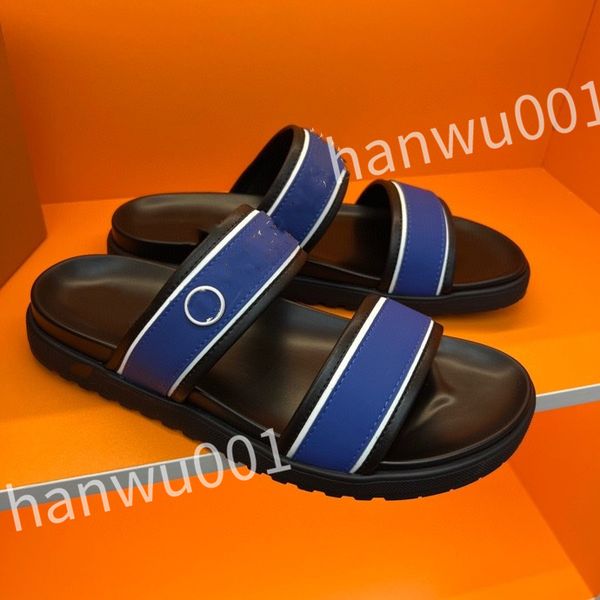 

2023 new quality designer men's luxury slippers platform leisure summer wide flat beach sandals, Black