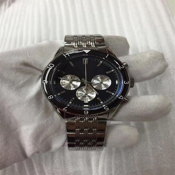 

one tag men quartz battery movement black sport model wristwatch 44mm with rubber luxury stainless steel276p, Slivery;brown