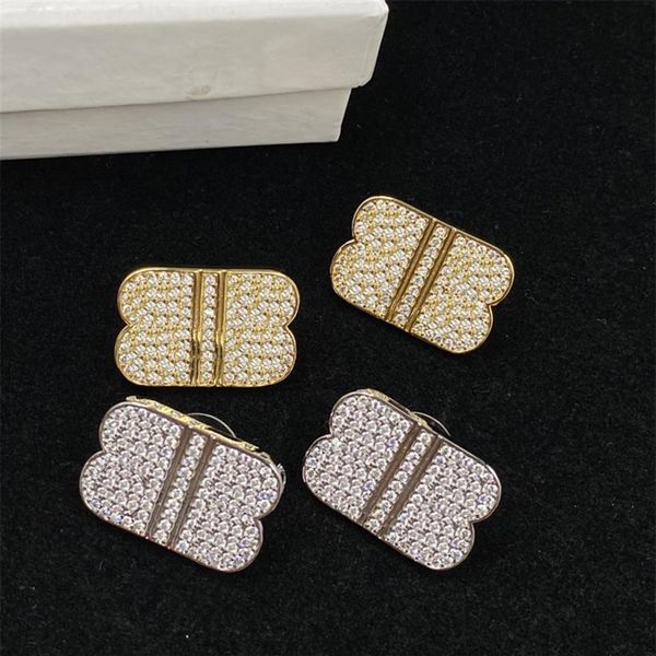 

luxury designer womens earring fashion mens earrings jewelry formal women shine diamond pendant studs hoop ear rings wedding party224b, Golden;silver