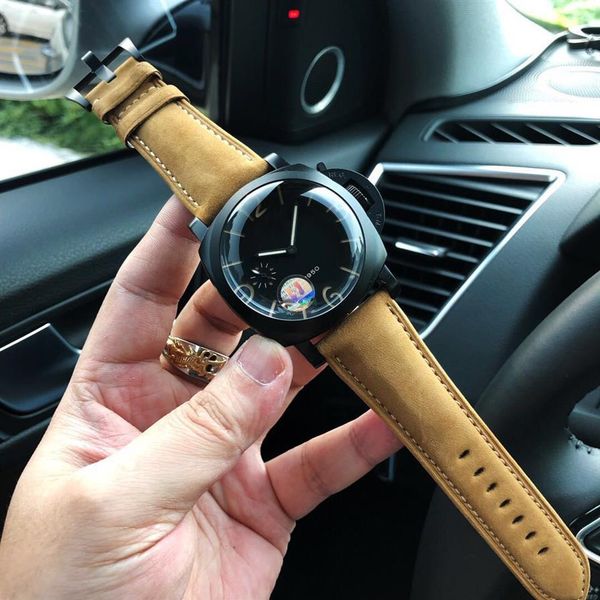 

super watches 049 pam00375 motre de luxue 47mm manual chain mechanical movement 316l calfskin watch band automatic watches231b, Slivery;brown