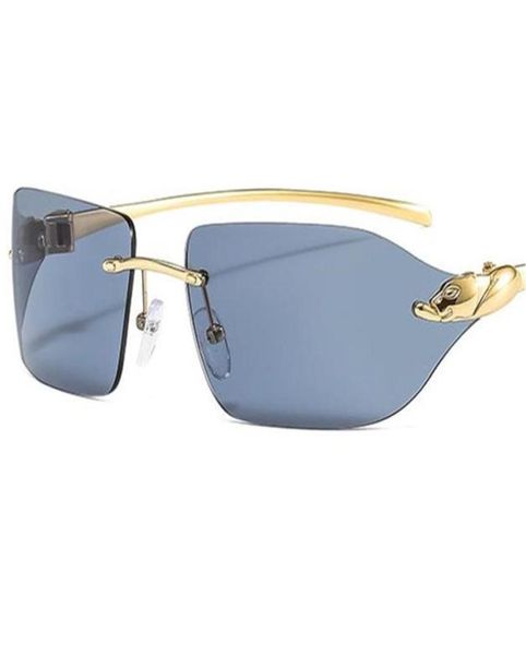 

new sunglasses personality leopard head design sun glasses rimless adumbral antiuv spectacles retro eyeglasses8896517, White;black