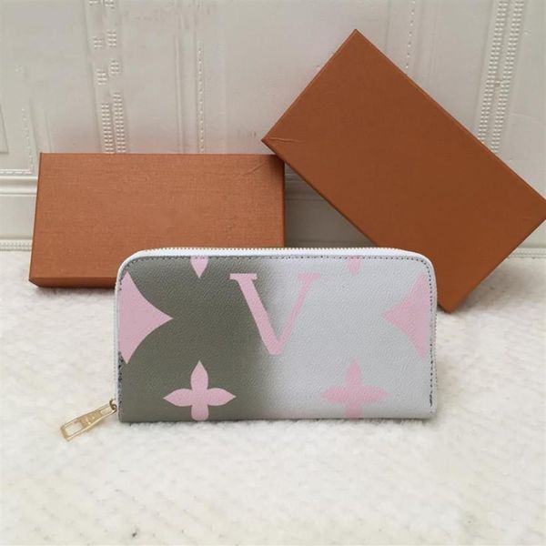 

leather gradient zippy long wallets women luxury bag sarah victorine coin purse card holder designer clutch bags lady 291v, Red;black