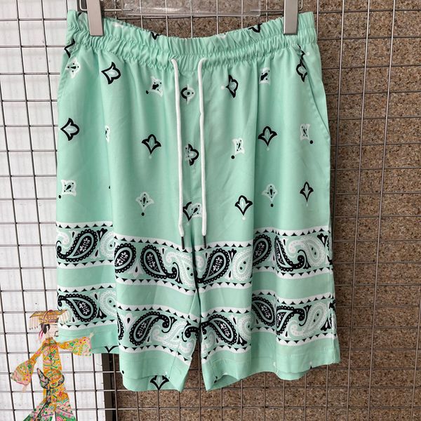 

shorts light green print short sleeve summer casual suit beach flower shirt men women