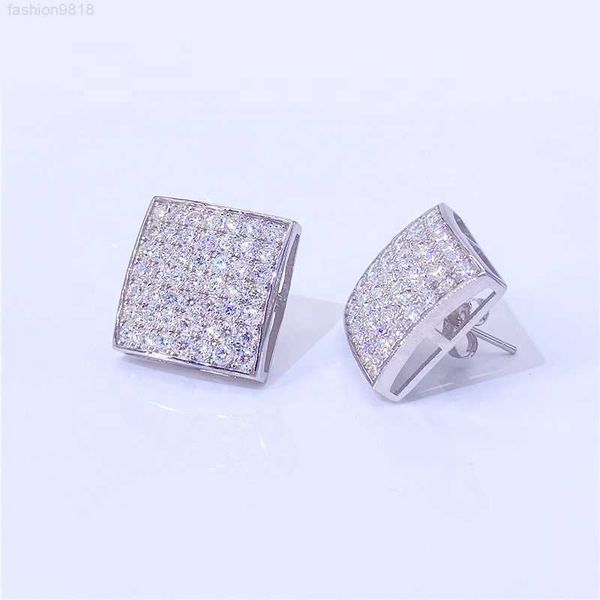 

2.19ct luxury square vvs moissanite diamond hip hop men stud earrings, Golden