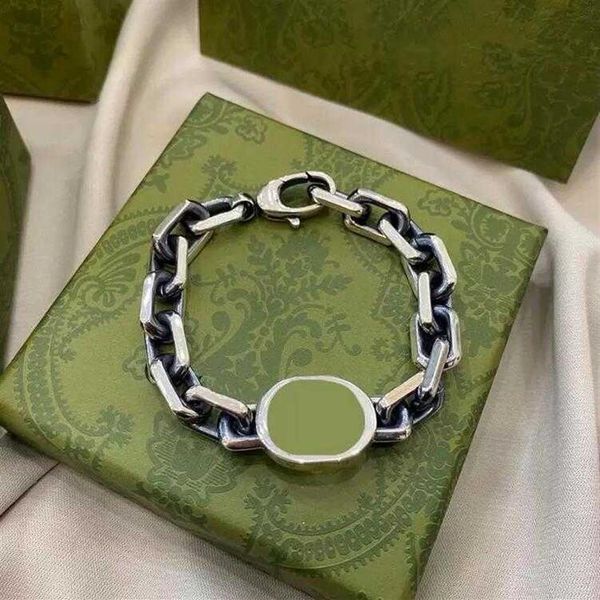 

designer stainless steel punk bracelet cuff bangle men women double letter hand jewelry cuban link chain hip-h297y, Golden;silver