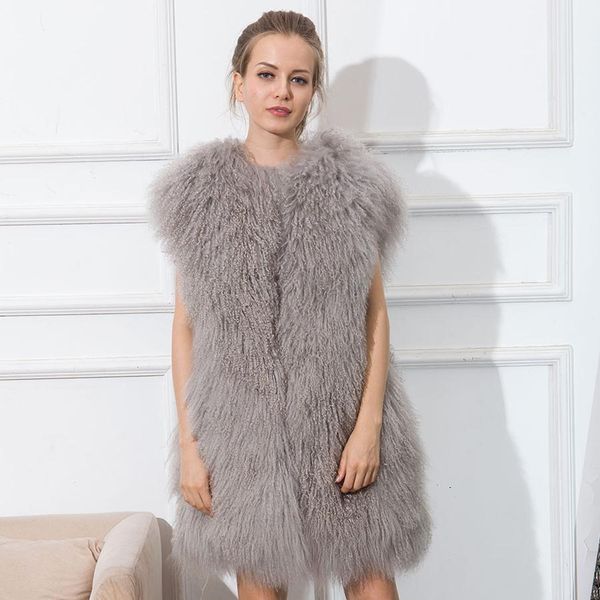 

fur cnegovik women's lamb fur vest tan sheep fur vest sheep skin vest 80cm mongolia sheep fur real fur vest, Black