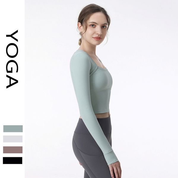 

alo yoga designer yoga long-sleeved women's tight short crop fitness breathable training running sports t-shirt active demand