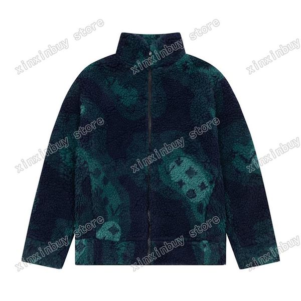

xinxinbuy men designer coat jacket fleece puffer camouflage letter print cotton long sleeve women gray black white blue s-2xl252e, Black;brown