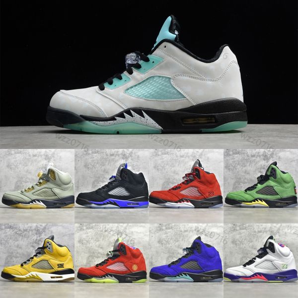 

jumpman 5 5s men basketball shoes university racer blue sail crimson bliss raging bull shattered backboard easter green bean metallic mens t