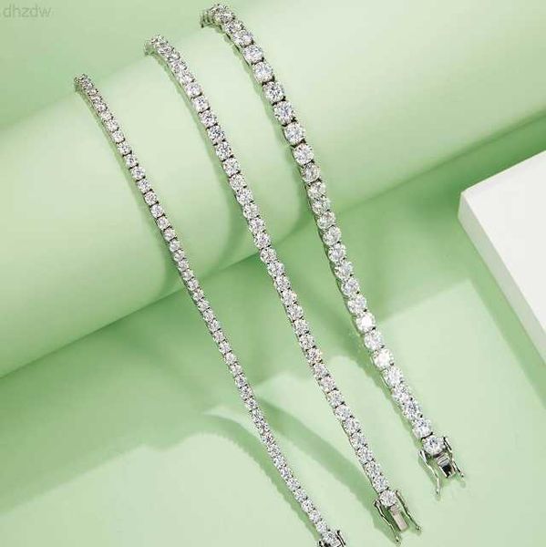 

925 silver round cut d color vvs1 moissanite diamond necklace hip hop tennis chain