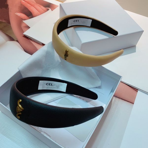 

fashion letter headband leather wide edge brand designer hairhoop headbands women outdoor headwear hair clip accessories, Silver