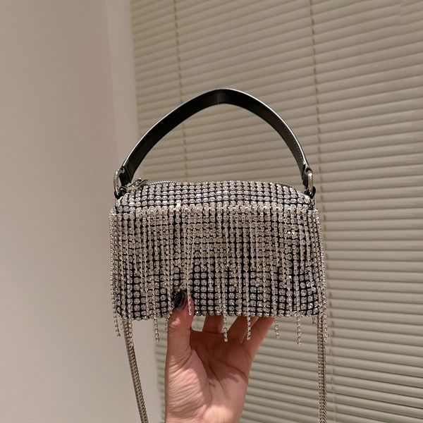 

alexander womens tassel shimmer rhinestone bags glitter diamante evening party clutch handbags large capacity franco chain crossbody shoulde