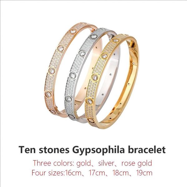

designer bracelet bangles love luxury tennis bracelets women stainless steel rose gold couple full diamond fashion jewelry valenti238x, Black
