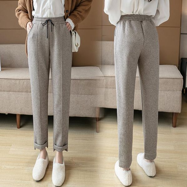 

women's pants capris chrleisure winter velvet warm pants women thick casual wool harem pant high waist trousers retro keep warm thick p, Black;white