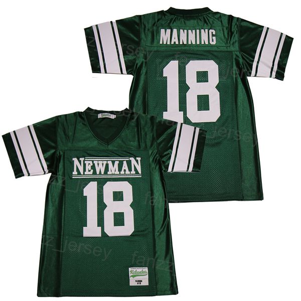 

high school isidore newman jersey 18 peyton manning football moive green team color stitching and embroidery university breathable pure cott, Black