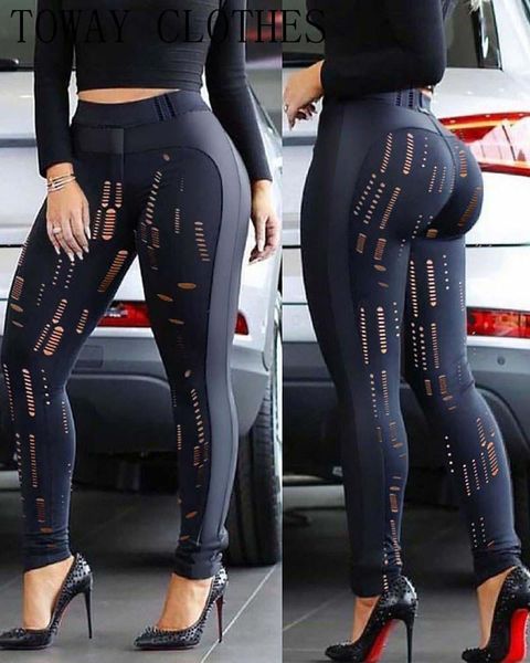 

capris women cutout pu leather patch high waist skinny pants, Black;white