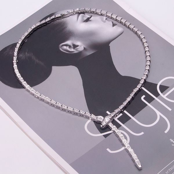 

rose gold diamond choker pendants long necklaces for women trendy snake luxury designer jewelry party mother christmas wedding gifts girls l, Golden;silver