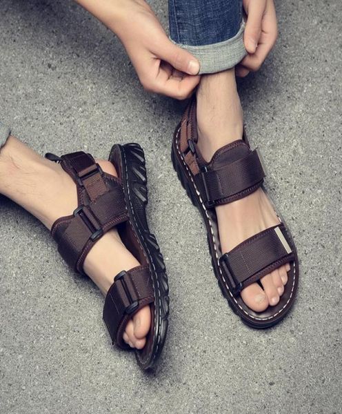 

2021 men039s summer designer beach sandals material breathable nonslip sandale black brown lycra slipper size 36456736552