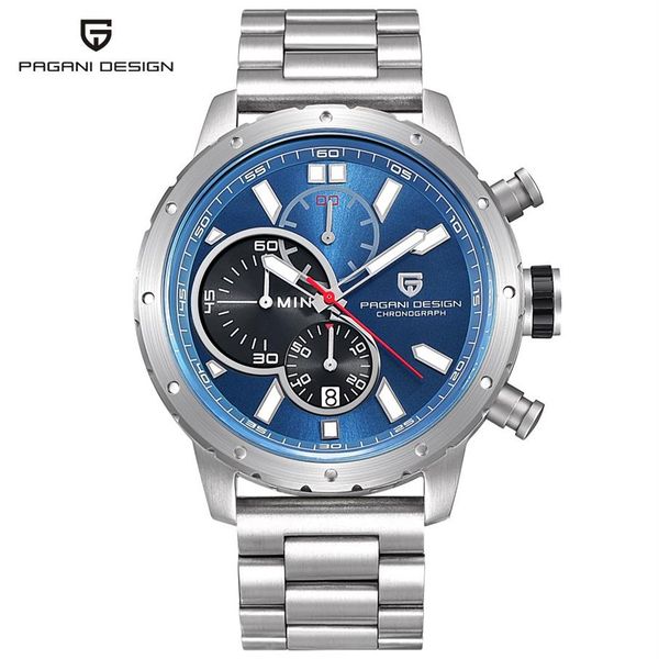 

watches men waterproof chronograph sport quartz watch luxury brand pagani design military wristwatches clock relogio masculino305o, Slivery;brown