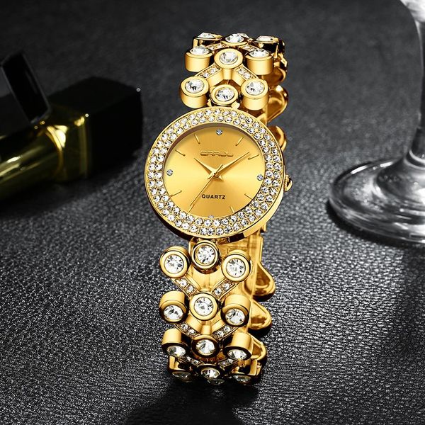 

crrju wrist watch brand luxury diamond women watch starry sky ladies wrist watch for montre female clock relogio feminino197a, Slivery;brown