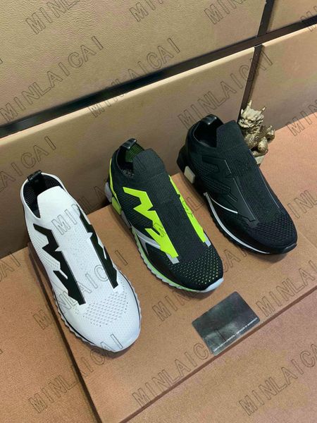 

shoes designers sorrento knit casual trainers fabric stretch slip-on flash rubber breathable luxurys sneakers dgs''dolc'&#039, Black