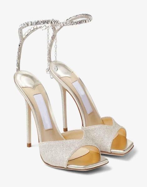 

london popular women039s sandals high heel saeda sandal 100mm liquid metal with crystal embellishment square opentoe ankle str1788880, Black