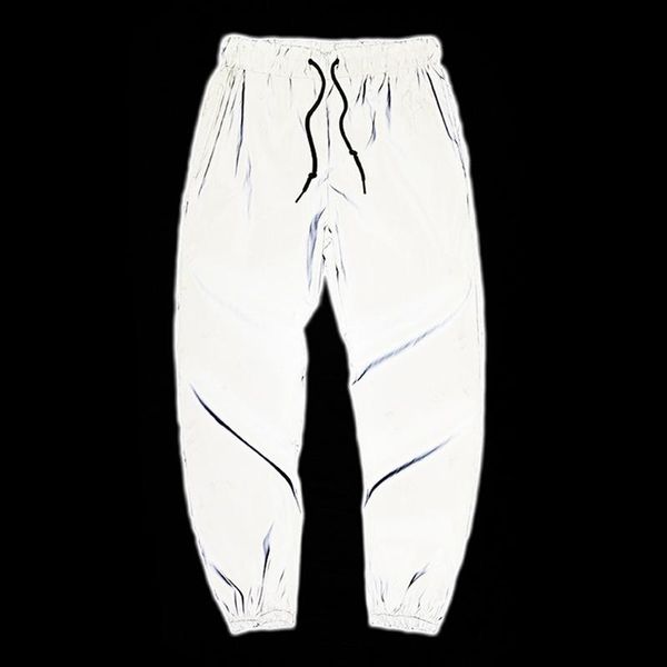 

pants men streetwear tramps hiphop reflective cargo pants men's small leg night pants skateboards harbin judo sportswear pants, Black