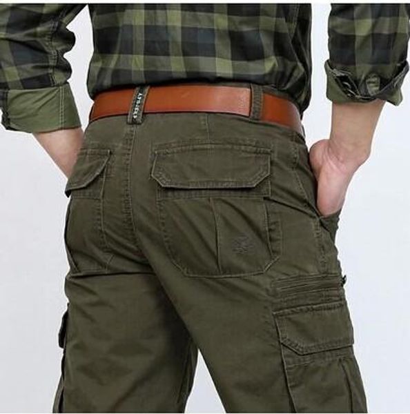 

pants icpans mens pants cotton casual military mens cargo pants with many pockets army khaki plus size 3044 mens pants 2019, Black