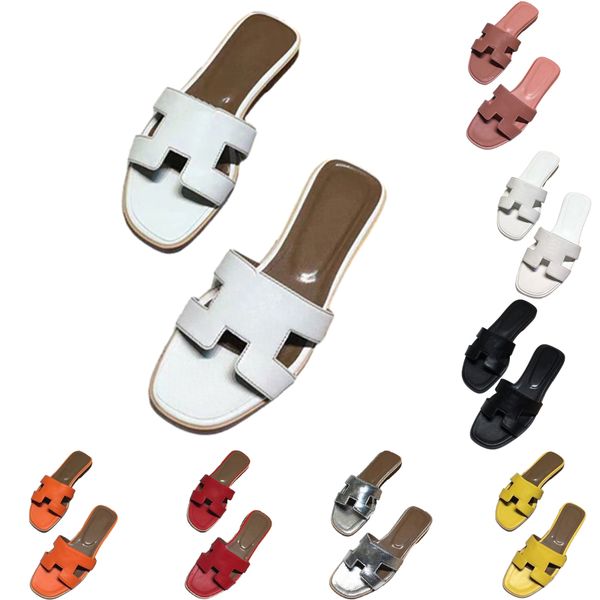

slipper luxury sandals ladies slide womens oran genuine calfskin r leather flat shoes sandal party wedding summer beach shoes 35-42, Black
