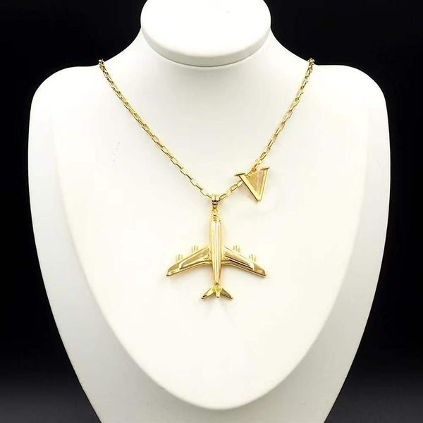 

fashion silver gold airplane chain pendant necklace for mens and women party lovers gift jewelry with box268r