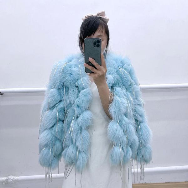 

fur new arrivals genuine real natural fox fur coat women fashion jacket, Black