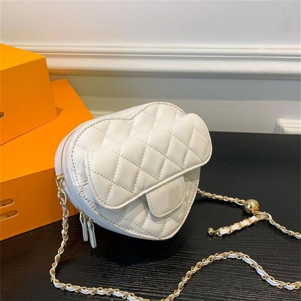 

designer handbag cc bag purse chains cross body mini heart love bags shoulder bags pu leather double letters solid hasp diamond la2893