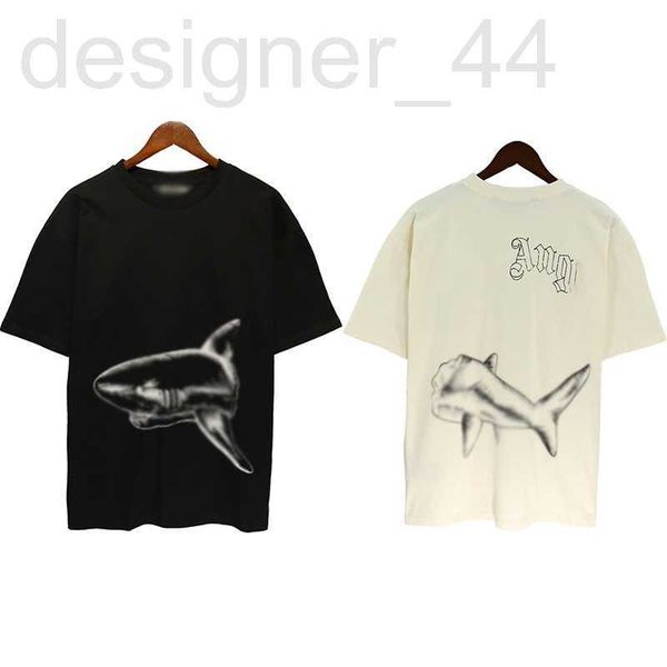 

men's casual shirts designer p a23ss spring and summer new cut-off shark print american advanced sense unique classic women's t-sh, White;black