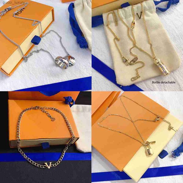 

luxury design necklace 18k gold plated stainless steel necklaces choker chain letter pendant fashion womens wedding jewelry accessories x328, Silver