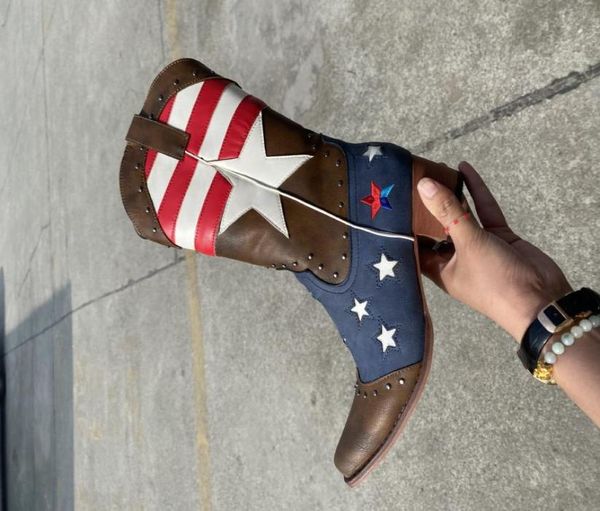 

american flag women039s western boot classic designer midcalf shoes embroidery stars studs footwears do old boots y775192702, Black