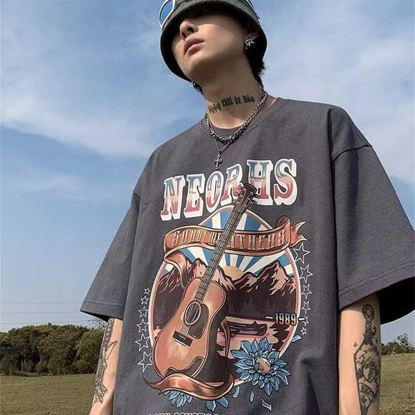 

36% off chaopai dark grey t-shirt men's west coast short oversize meichao street half sleeve summer, White;black