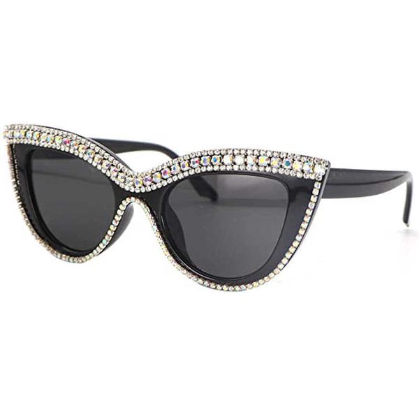

sunglasses moda bling cat eye culos de sol feminino strass guarnio uv400 proteo j230422, White;black