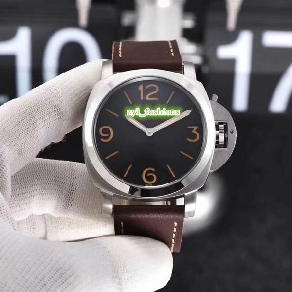 

men's fashion sports watch silver stainless steel case watch black face leather strap watch automatic mechanical watches273j, Slivery;brown