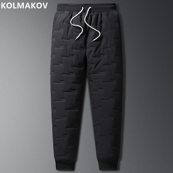 

pants 2022 autumn and winter new men's fashion casual solid color down trousers men's thickened warm large size highquality pants, Black