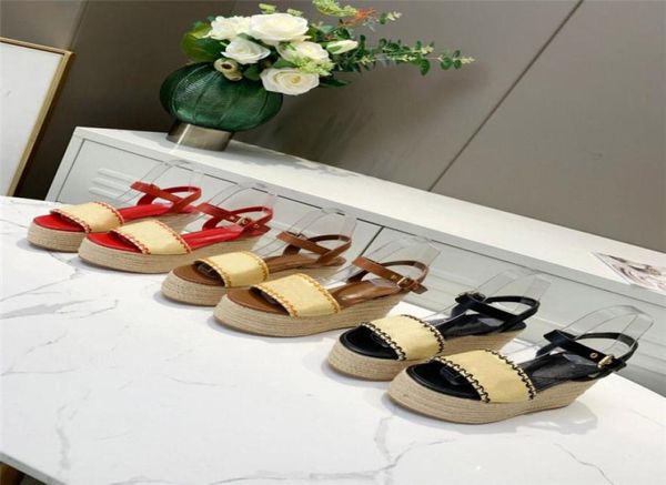 

womens plus size sandals shoes casual wedges platform high heel summer thick bottom beach style 2021 original luxury designer bran7884580, Black