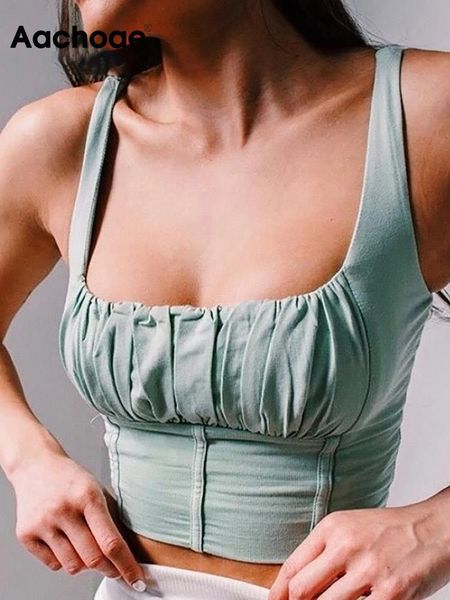 

tanks aachoae summer 2022 tank women chic sleeveless backless beach solid color square collar club wear crop top, Black;white