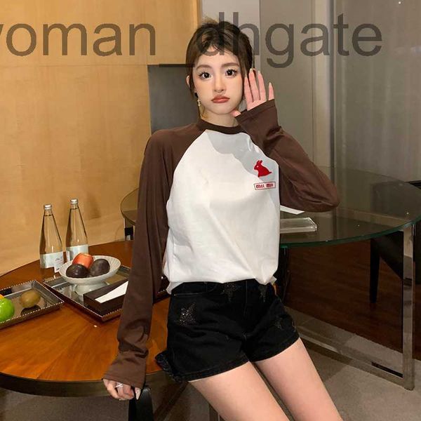 

women's hoodies & sweatshirts designer rabbit sweatshirt women's 2023 spring colored raglan sleeve rabbit print long sleeve round, Black