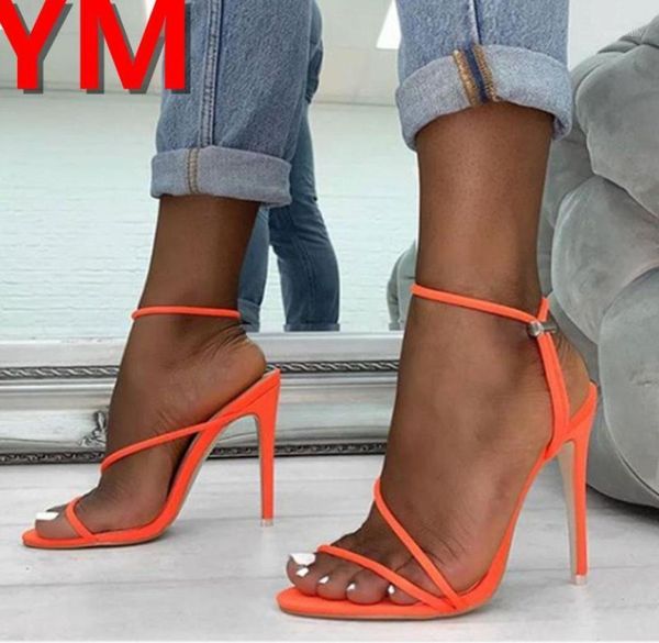 

ankle strap sandals high heels sandals women pumps big size summer women shoes office party shoes stilettos tacones mujer19273266, Black