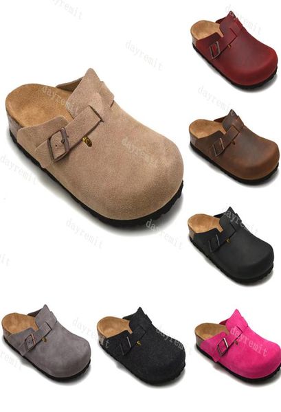 

boston clog slippers moccasins novelty slipper new leather bag head pull cork slipper mens women slides summer antiskid lazy shoe7879551, Black